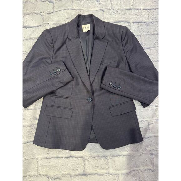 Reiss Raffy Jon checked plum ladies suit blazer size US 8 / UK 12 EUC - Picture 3 of 9